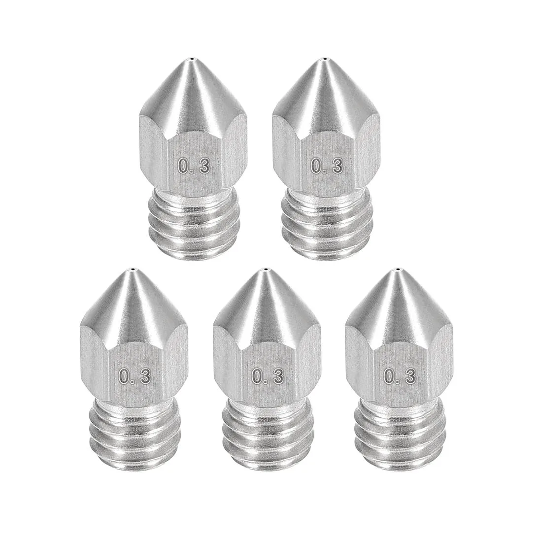 Unique-Bargains Unique-Bargains 0.3mm MK8 Stainless Steel Nozzle 1.75mm 5pcs — product photo