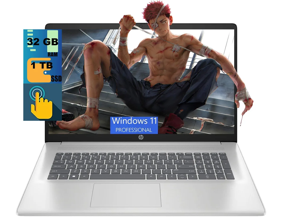 HP HP 17 laptop Intel Core Ultra 7 255U 32GB DDR5 1TB SSD 17.3" HD+ touchscreen Silver — product photo