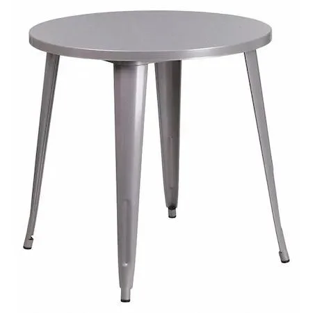 Flash Furniture Flash Furniture Jeffrey 30" Round Metal Table Silver 29.5"H — product photo