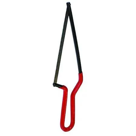 Compact steel mini hacksaw with 10-inch frame and 6-inch blade