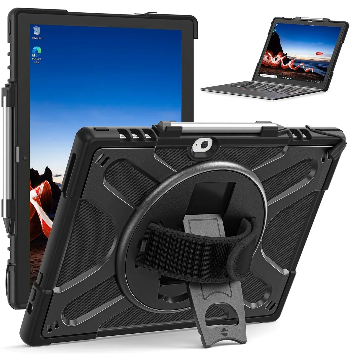 ARCTIC ARCTIC 2 in 1 Accessory for Lenovo ThinkPad X12 12-inch 360 Rotating Kickstand Hand Strap Black — product photo