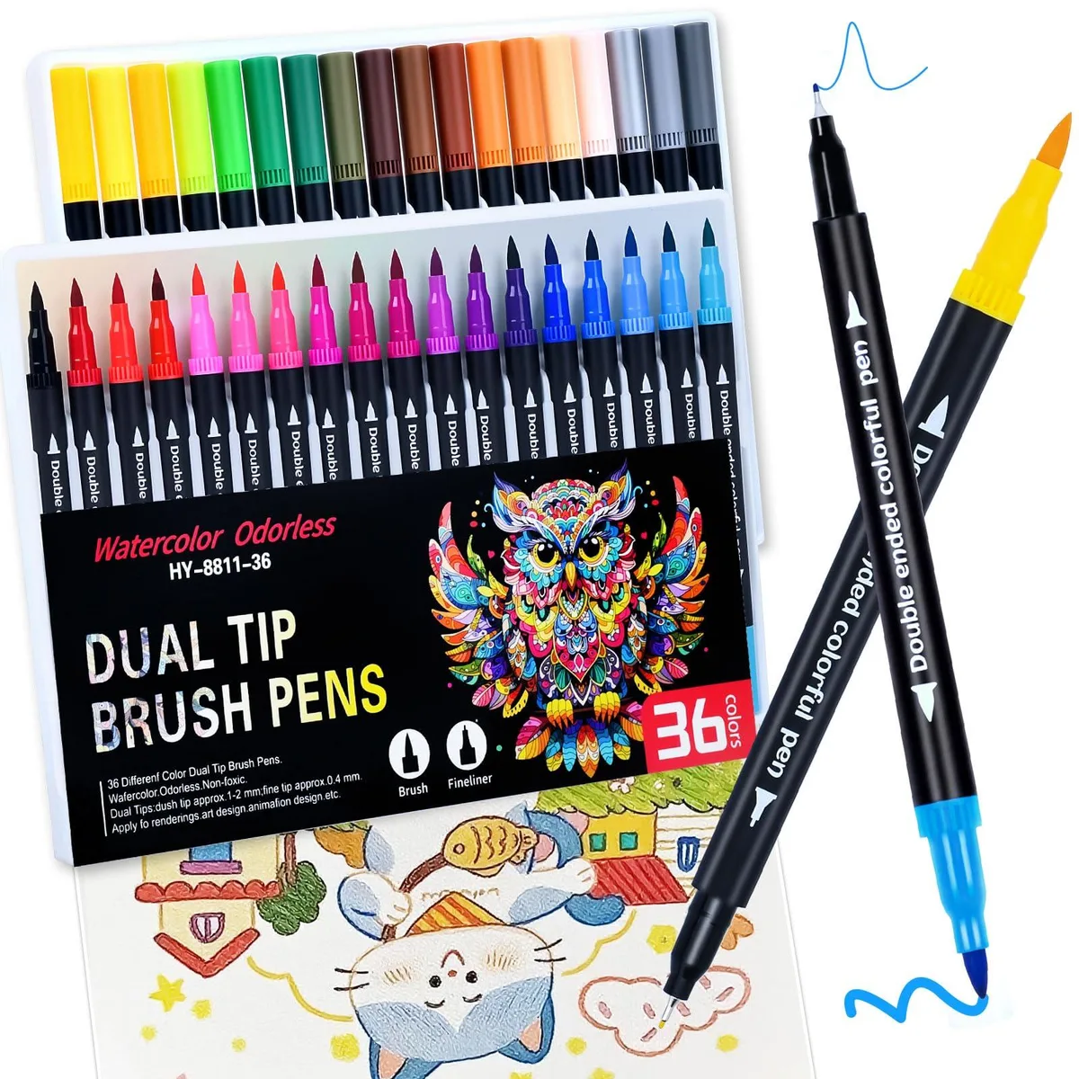 36 Colors Dual Tip Markers — product photo