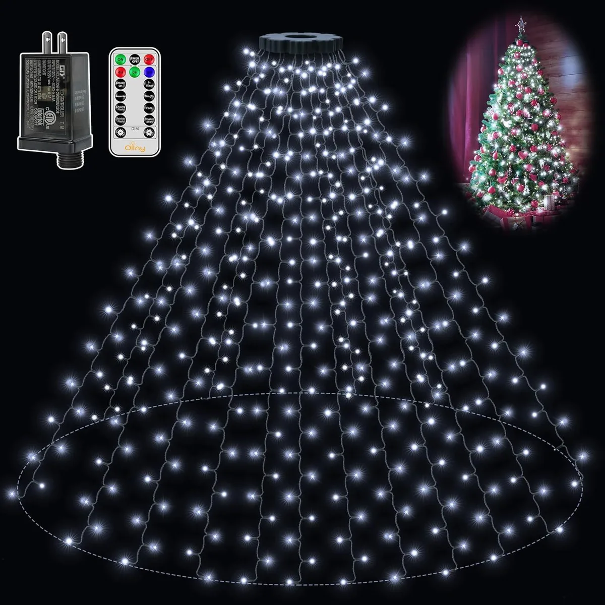 BFKK BFKK 400LED Christmas Tree Lights 16 Strings Cool White 8.2ft — product photo