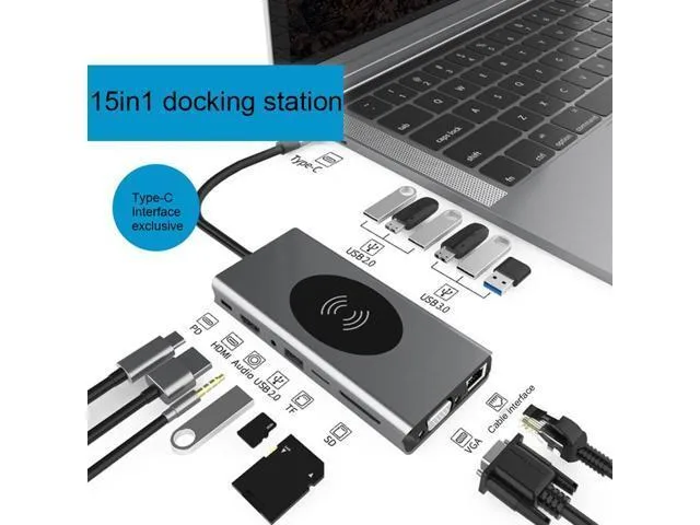 LORDWORLD LORDWORLD 15 in 1 USB 3.1 Type-C Hub with Wireless Charging — product photo