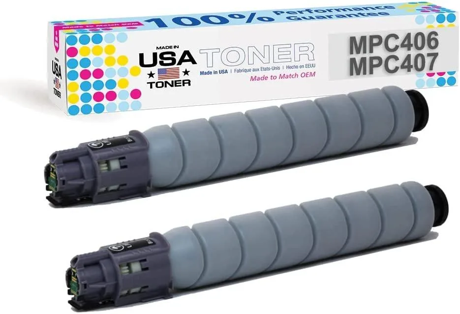 MADE IN USA TONER MADE IN USA TONER Compatible for Ricoh MP C306 C307 C406 C407 Black 2 Pack 17500 pages — product photo