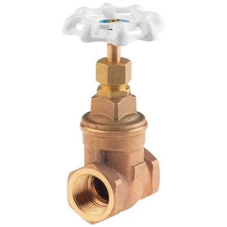 Bronze gate valve with brass wheel handle, 3/4 inch NPT female connections