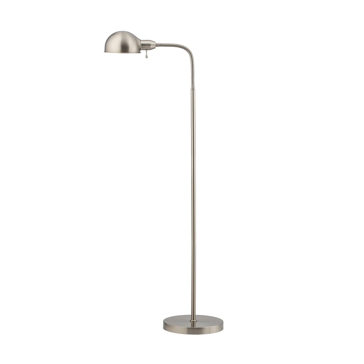 Matte black metal floor lamp with flexible gooseneck and rotatable shade on 10-inch base