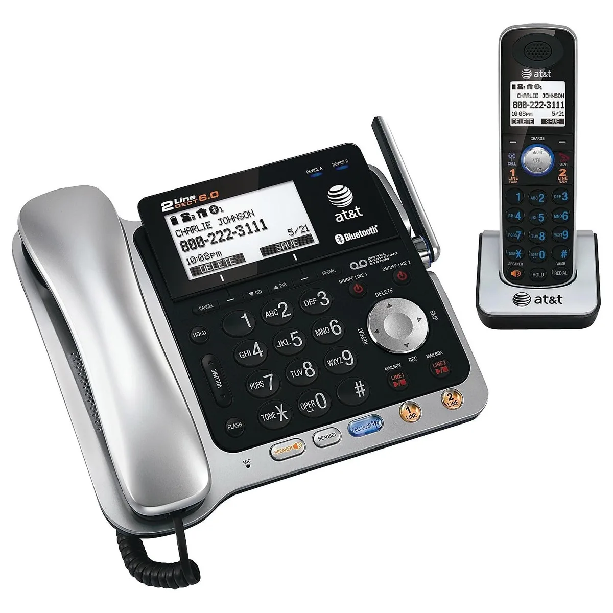 AT&amp;T AT&amp;T TL86109 2-Line DECT 6.0 Corded/Cordless Telephone with Bluetooth — product photo