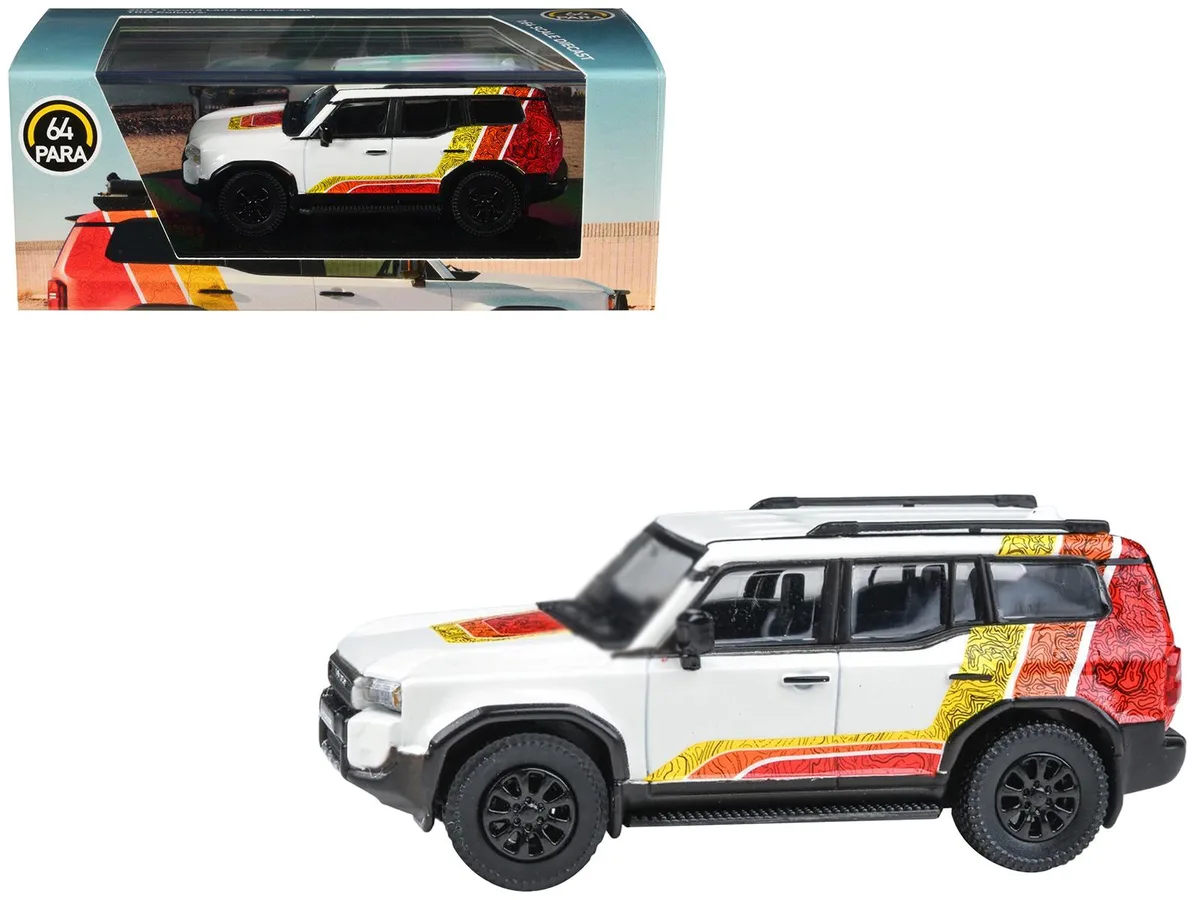 Paragon Paragon 2024 Toyota Land Cruiser 250 Prado White TRD Stripes 1/64 Diecast hobby collectible — product photo
