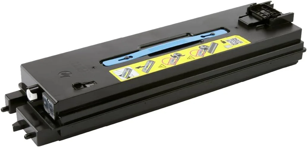Black rectangular toner collection unit with smooth matte finish