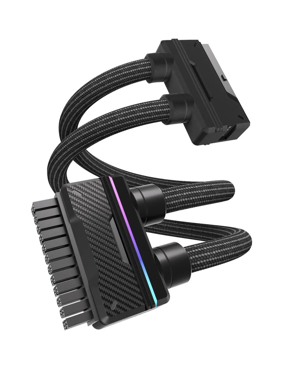 EZDIY-FAB UNIFAS ARGB 24-Pin PSU Extension Cable Unified Dual-Tube Black 16AWG — product photo