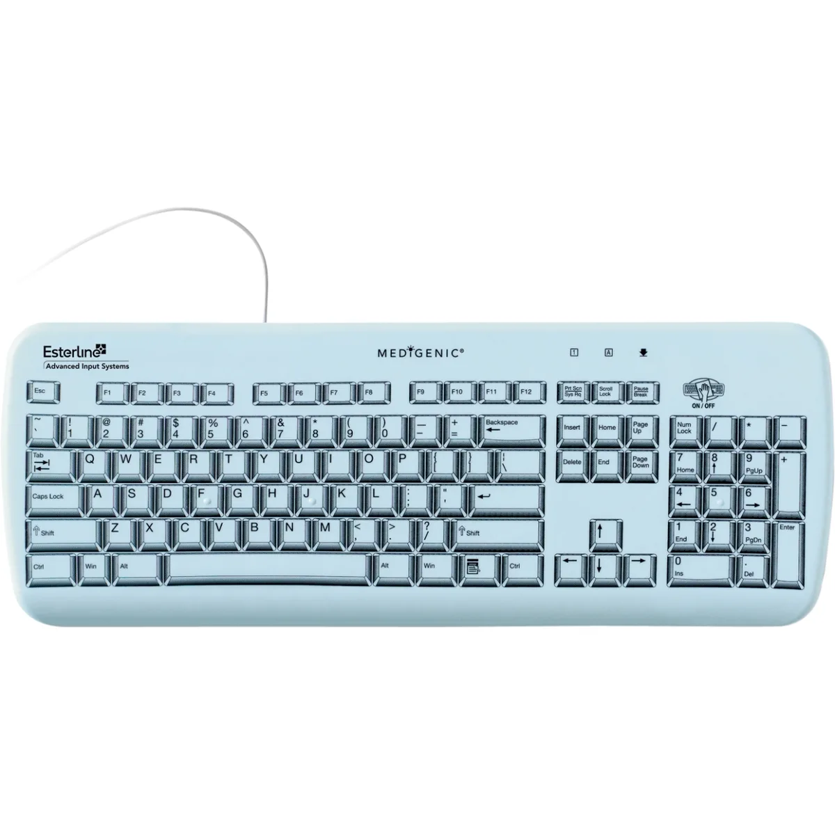 Esterline Technologies Esterline Technologies K104E01-US keyboard 104-key Light Blue USB — product photo