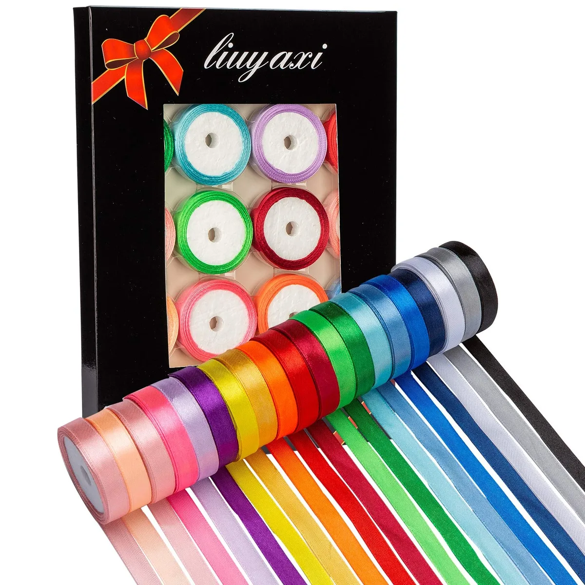  LIUYAXI Ribbon003 20 rolls 3/8 in 5 yd each 100 yd total general craft — product photo