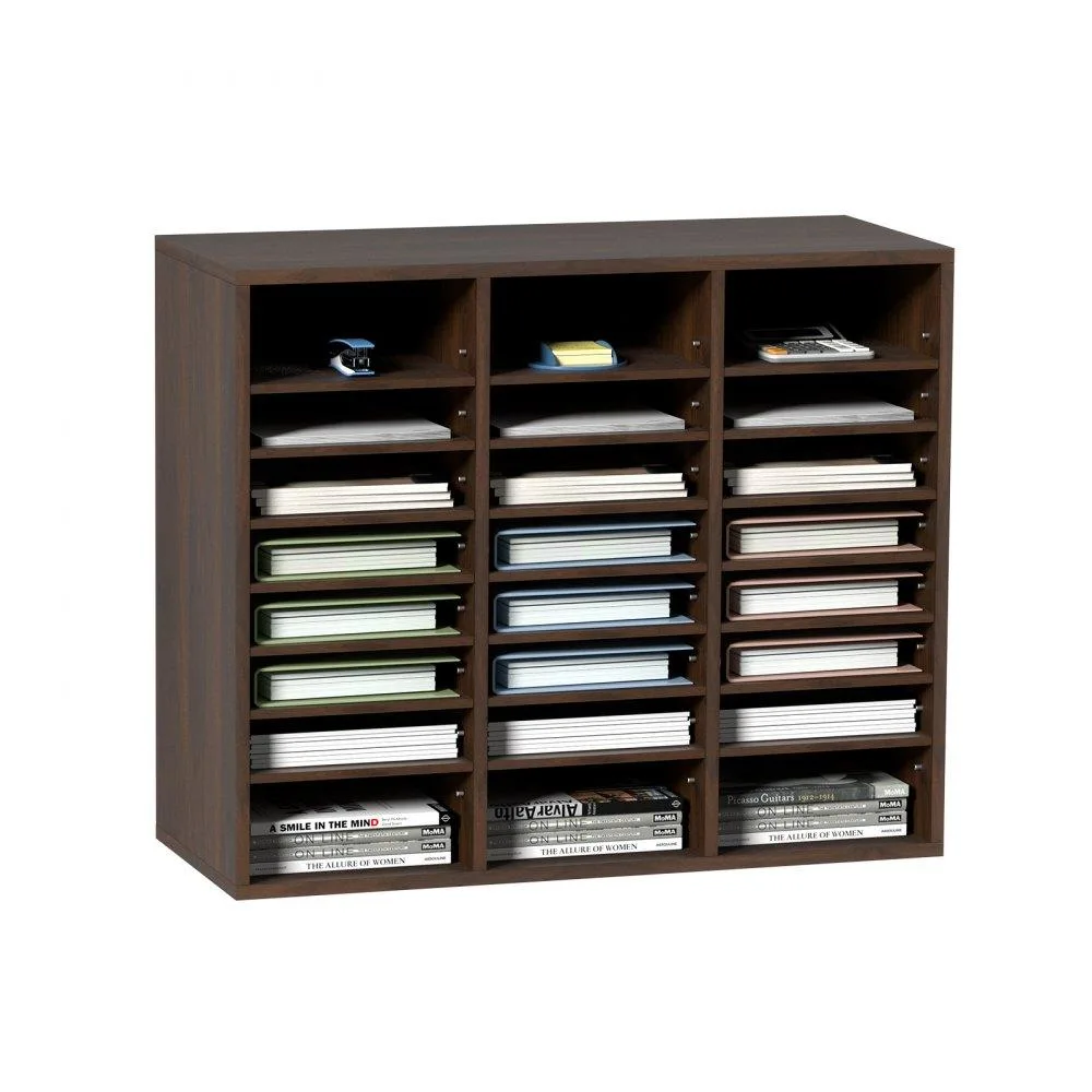 VEVOR VEVOR 24-Compartment Wood Literature Organizer 29x12x24.4" Brown — product photo