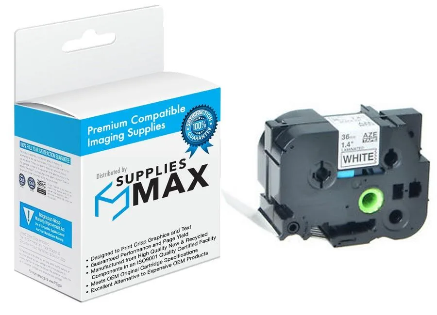 SuppliesMax SuppliesMax TZE-261 Black/White Label Tape 36mm x 8m — product photo
