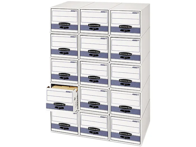 Bankers Box Bankers Box 00312 Stor/Drawer Steel Plus Legal Storage, White/Blue, 6/Carton — product photo