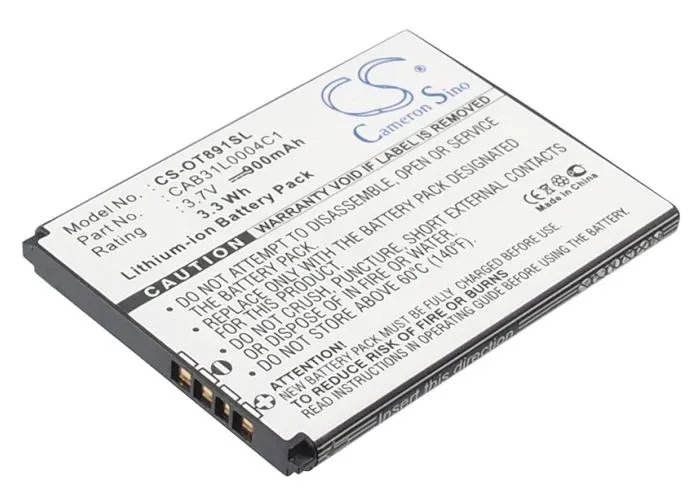 Rectangular lithium battery pack, dark grey plastic casing, printed label with model numbers