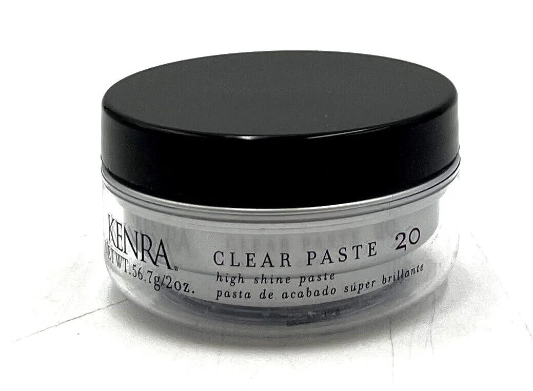 Small cylindrical jar of translucent styling paste with glossy finish