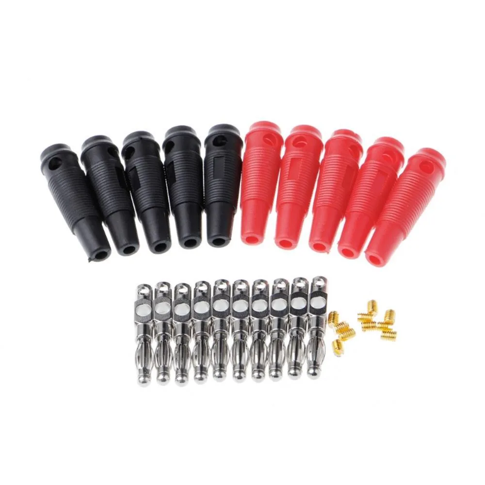 Ruth's sister Ruth's sister B2RD1A60185 10 Pcs Red Black 4mm Solderless Side Stackable Banana Plug — product photo