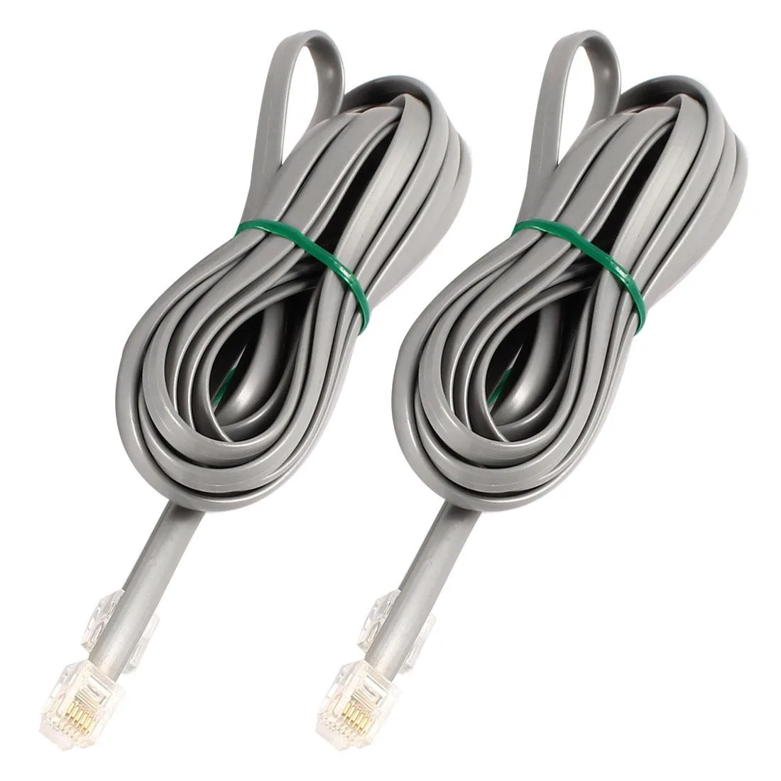 Unique-Bargains Unique-Bargains 2 Pcs 3Meter RJ11 6P6C Telephone Cable Gray — product photo