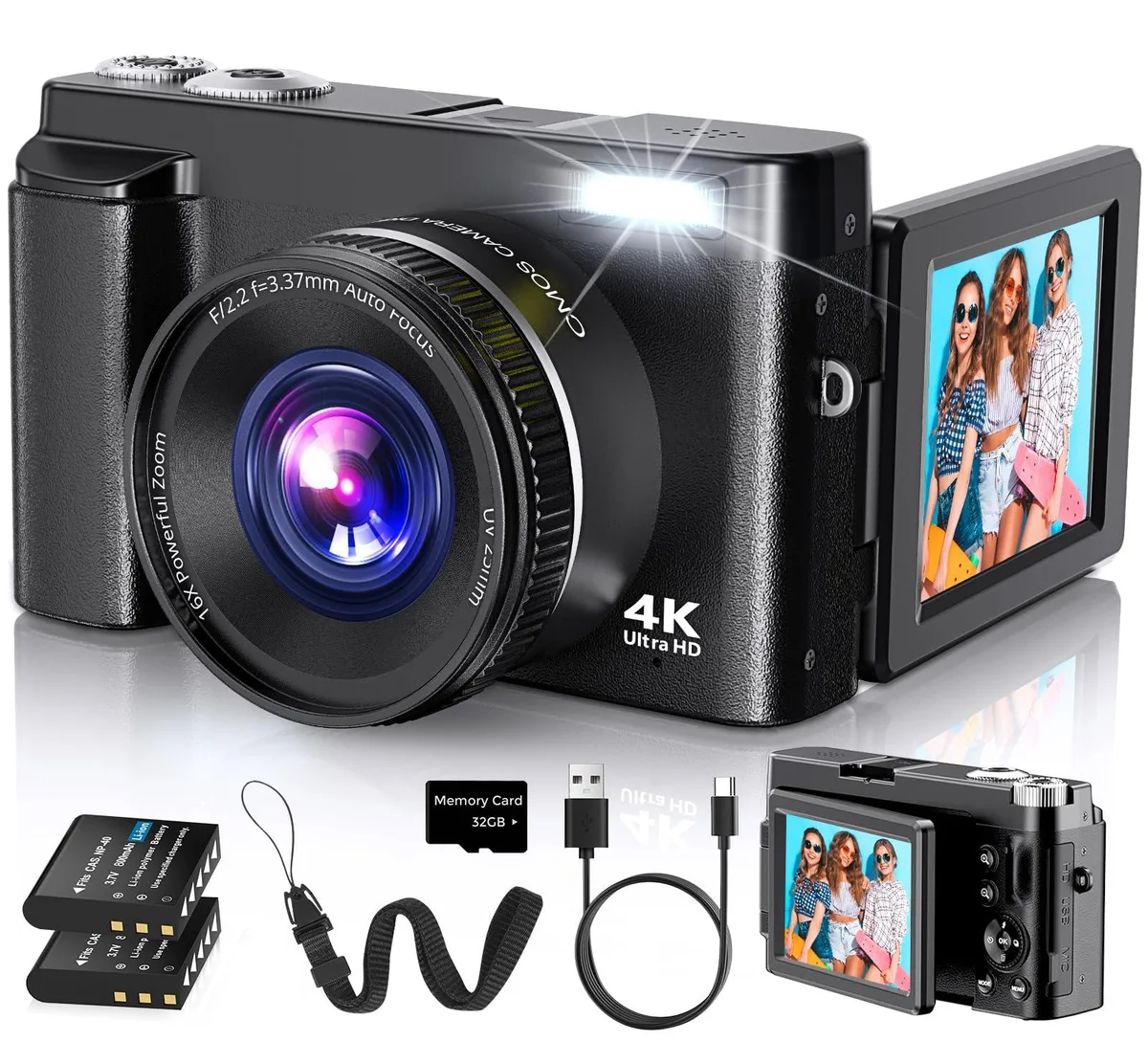 DJI DC101 4K Digital Camera Black 16X Zoom 180° Flip Screen 48MP 2160p 24 30 FPS — product photo