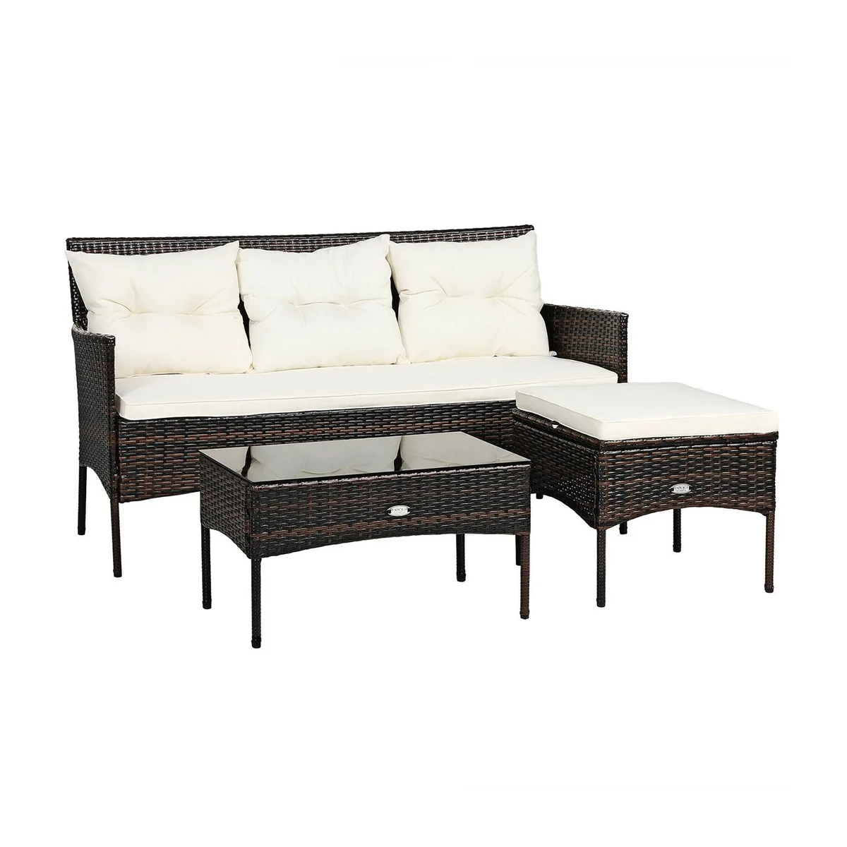 SlickBlue SlickBlue 3-Piece Patio Sectional Set with 5 Cushions, White — product photo