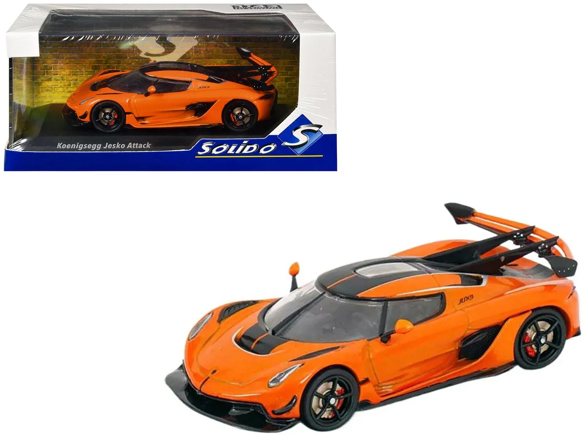 Solido Solido Koenigsegg Jesko Attack Tang Orange Metallic Black Stripes 1/43 Diecast Hobby Collectible — product photo