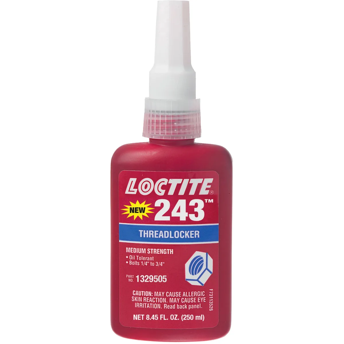 Blue liquid threadlocker in a 250 ml bottle