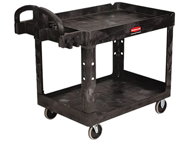Rubbermaid Rubbermaid 452088BK Utility Cart 2-Shelf 25x44x39 Black 500lb office furniture — product photo
