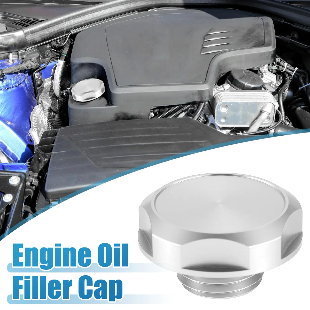 Unique-Bargains Unique-Bargains Engine Oil Filler Cap Aluminum Alloy Silver Tone 3.2x5.9cm — product photo