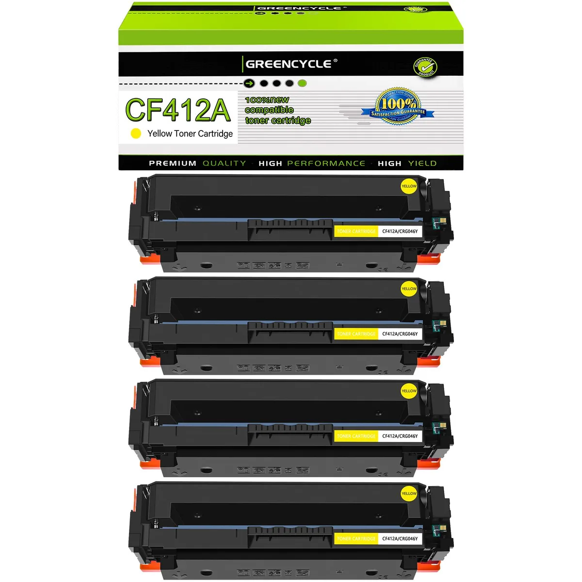 GREENCYCLE GREENCYCLE CF412A Yellow Toner Cartridge 4 Pack 2300 Pages — product photo