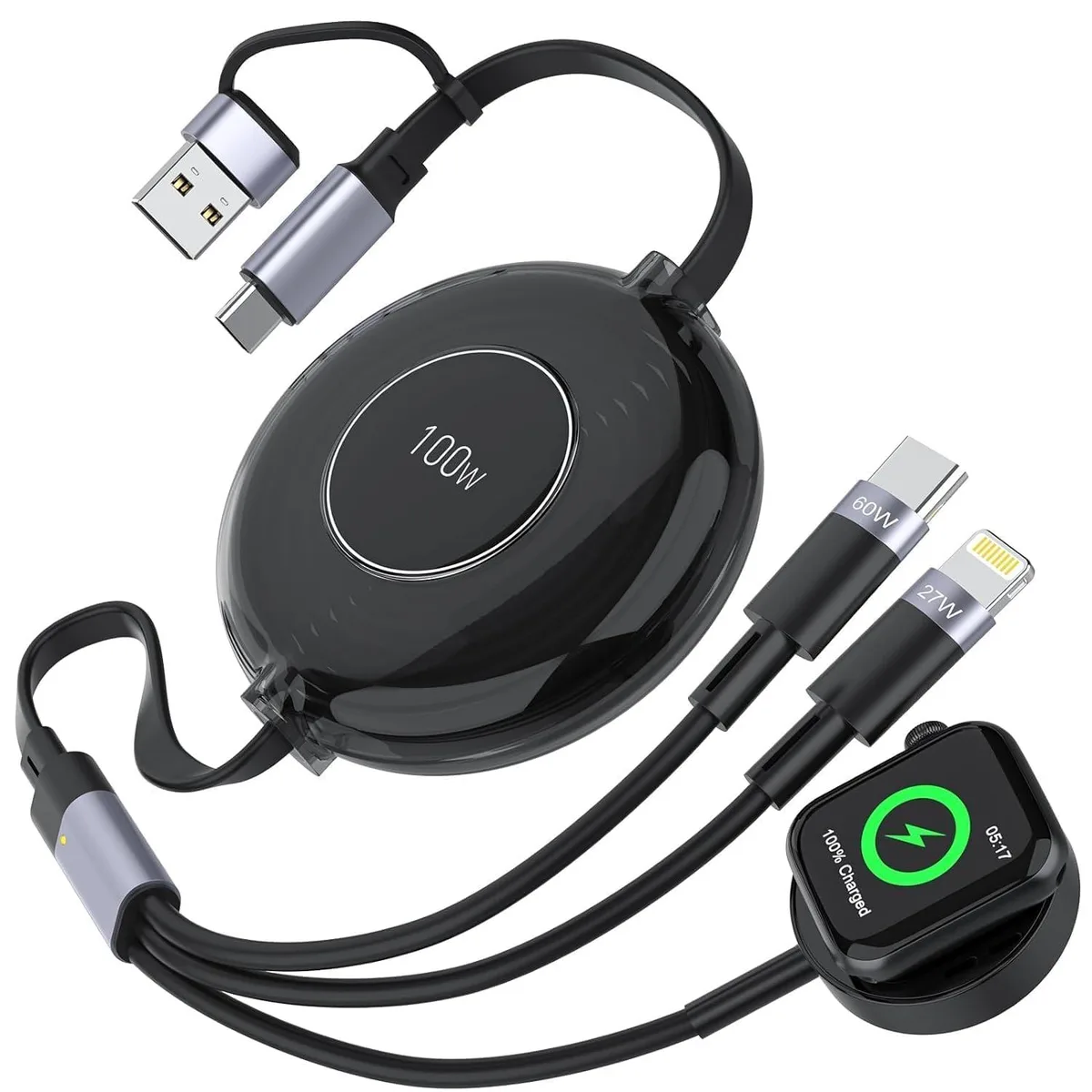 Mobee Mobee 100W 6-in-1 Retractable Multi Charging Cable — product photo