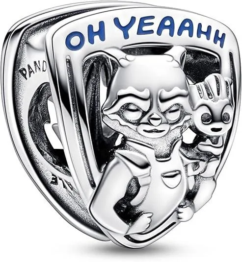 PANDORA PANDORA Marvel Guardians Rocket &amp; Groot Emblem Charm Silver Enamel — product photo