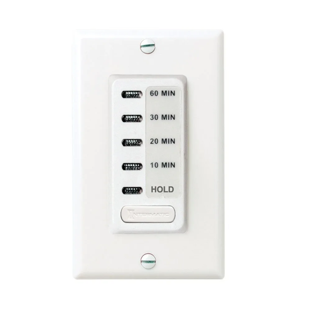 White wall-mounted timer switch with rotary dial marked 10 20 30 60 minutes