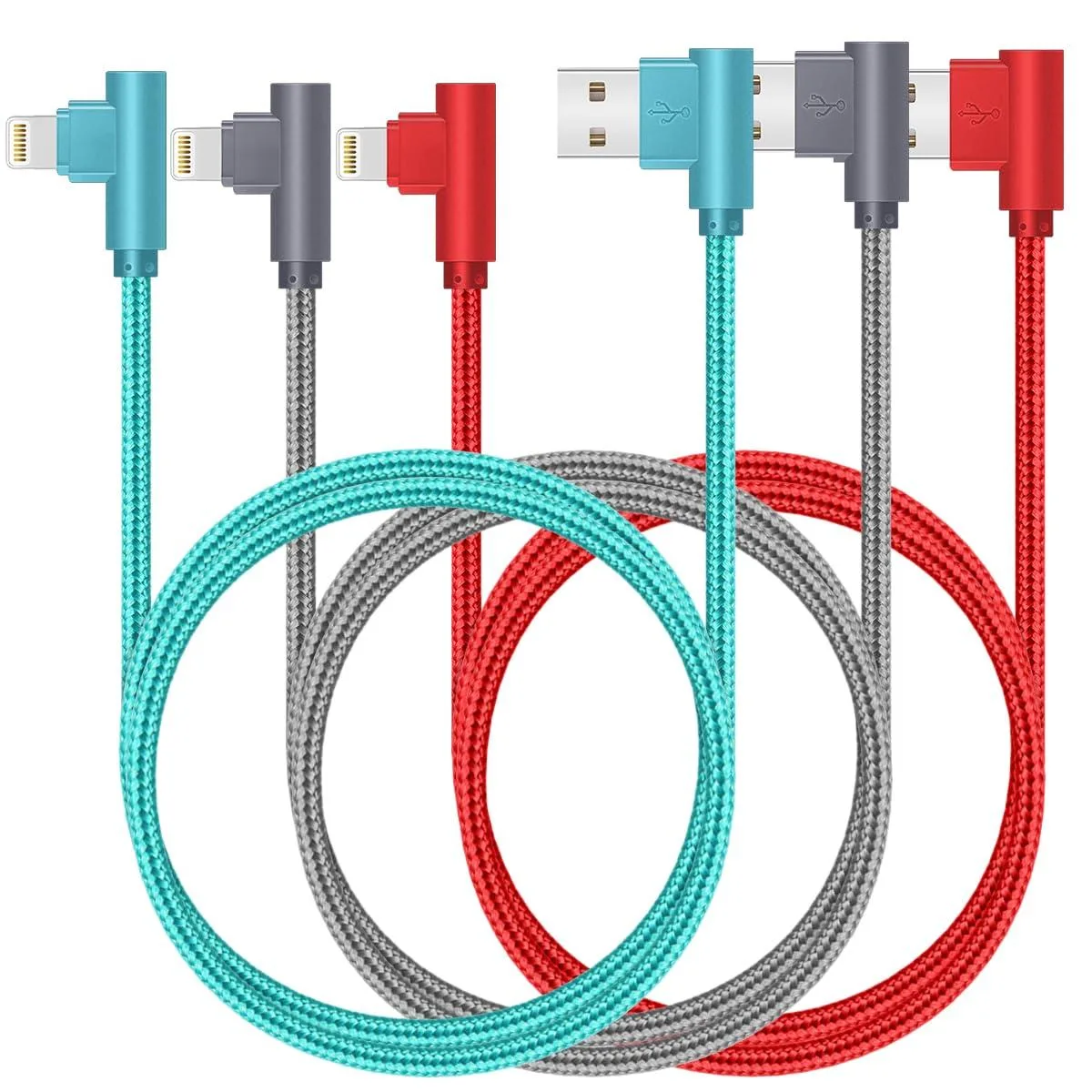RUOCLRIS RUOCLRIS USB to Lightning Cable 10ft 90° 3-pack — product photo