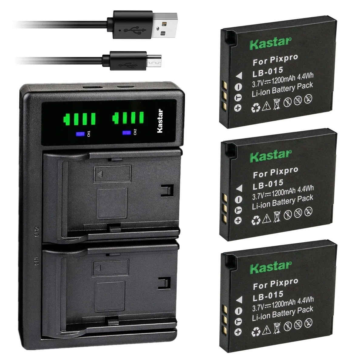 Kastar Kastar 3-Pack LB-015 Battery &amp; LTD2 USB Charger — product photo