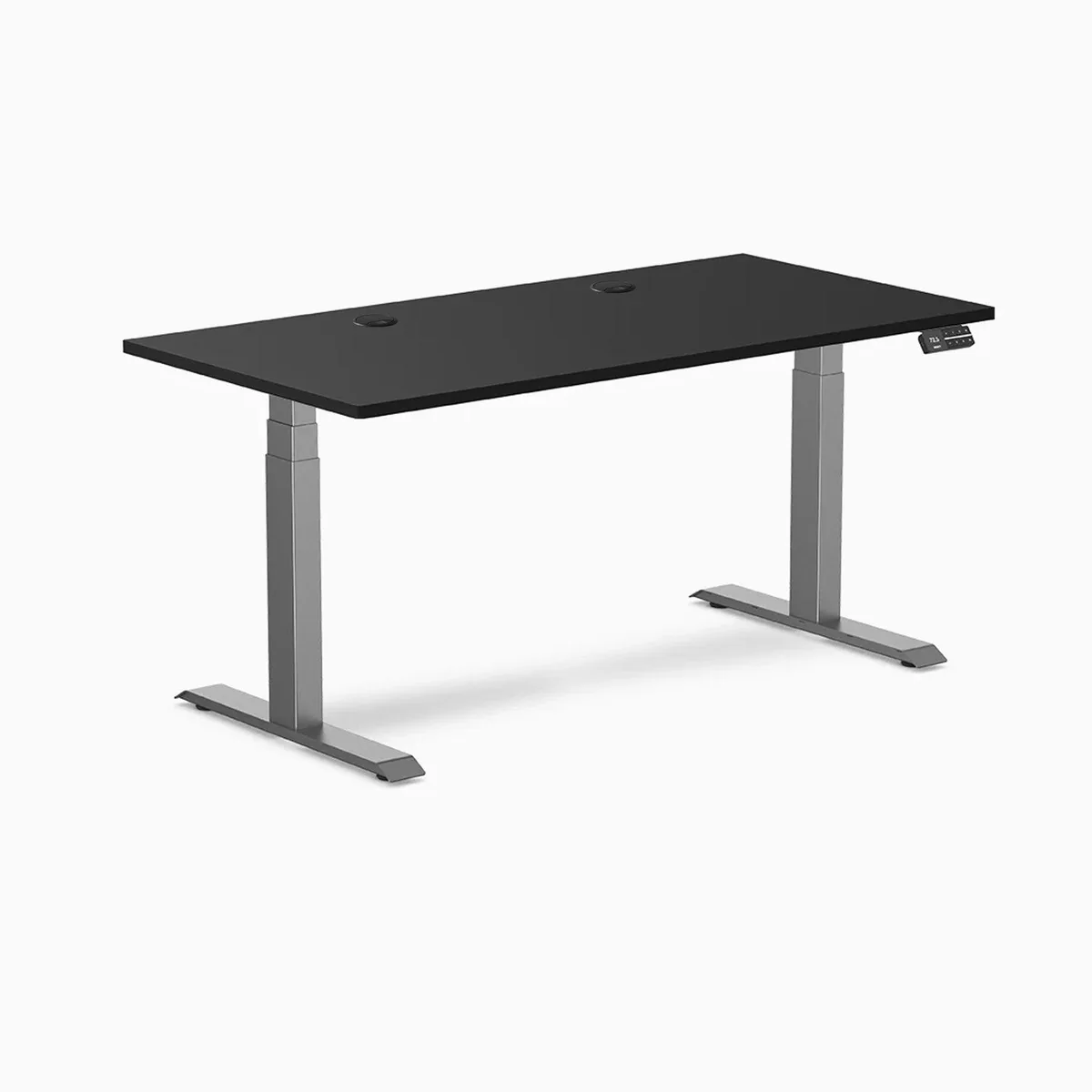 Desky Desky Dual Laminate Sit Stand Desk Black Space Gray 59.1 x 29.5 in — product photo