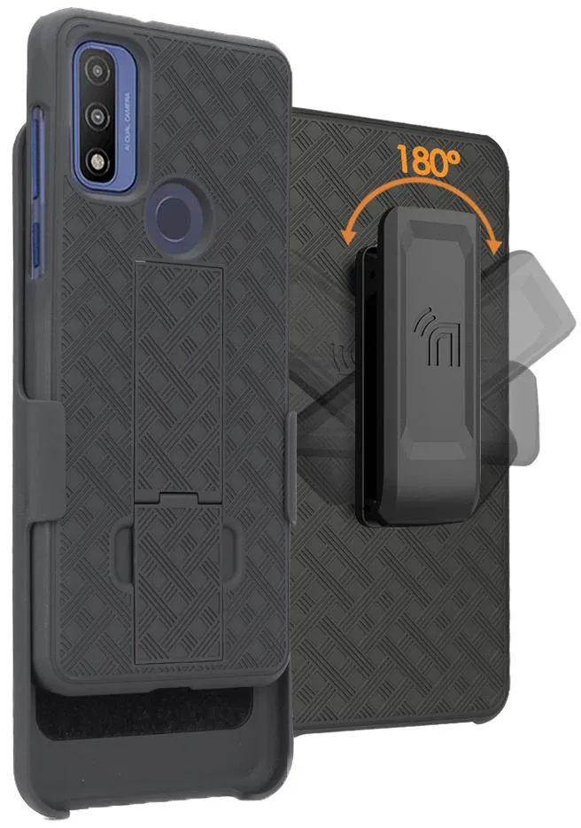 Nakedcellphone Nakedcellphone Kickstand Case + Belt Clip Holster Combo for Moto G Pure (2021) Black — product photo