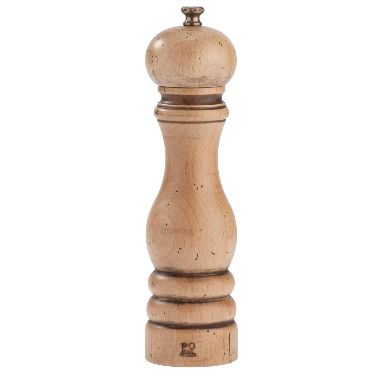 White Peugeot Paris pepper mill with antique finish and U'Select grind adjustment