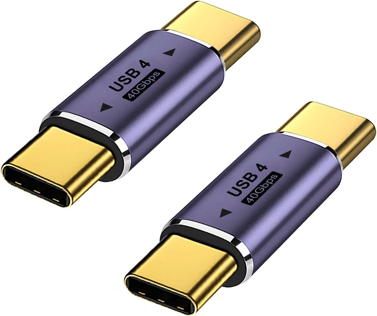 Brainwavz Brainwavz USB C Male to Male Adapter 2 Pack Purple 40Gbps 100W 8K@60Hz — product photo