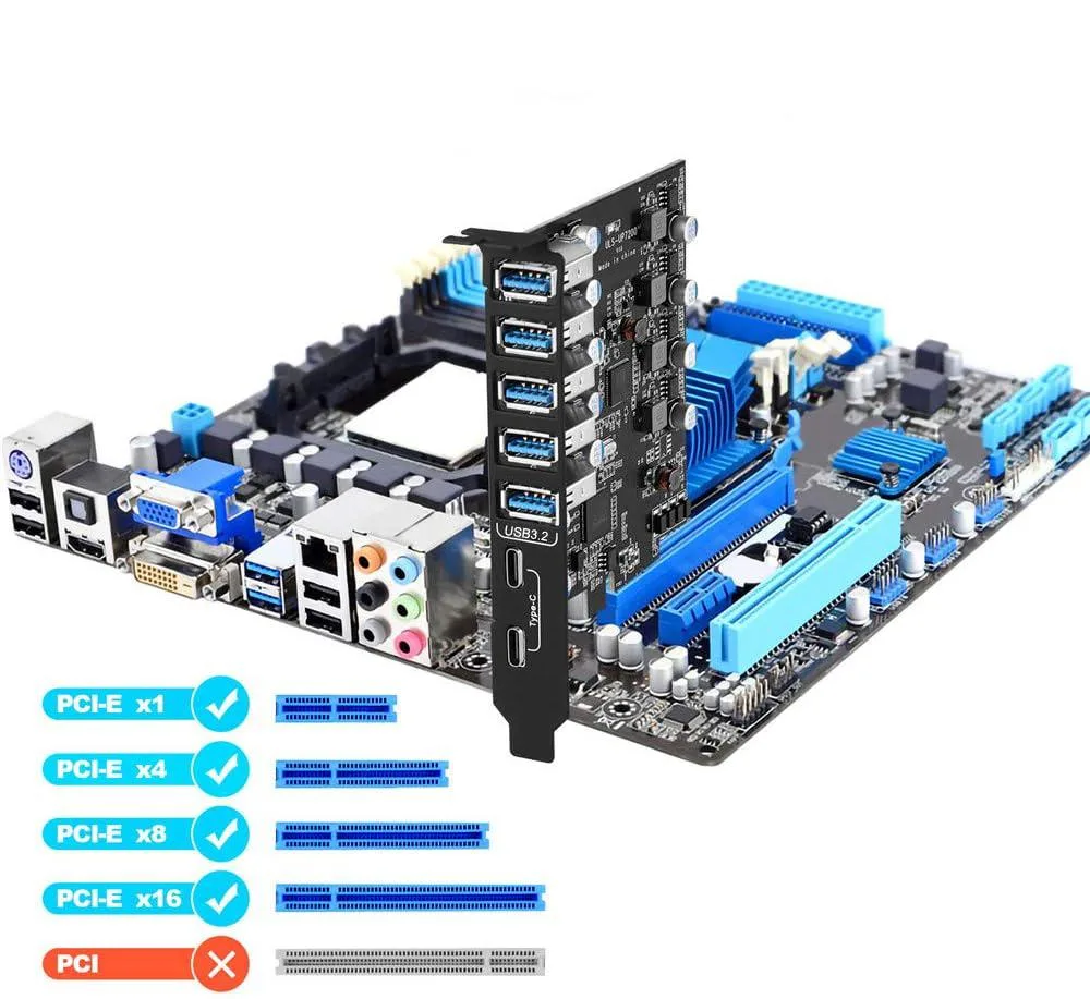 ESTONE ESTONE PCIE25A2C3.2 PCIe to USB 3.2 7-Port Card — product photo