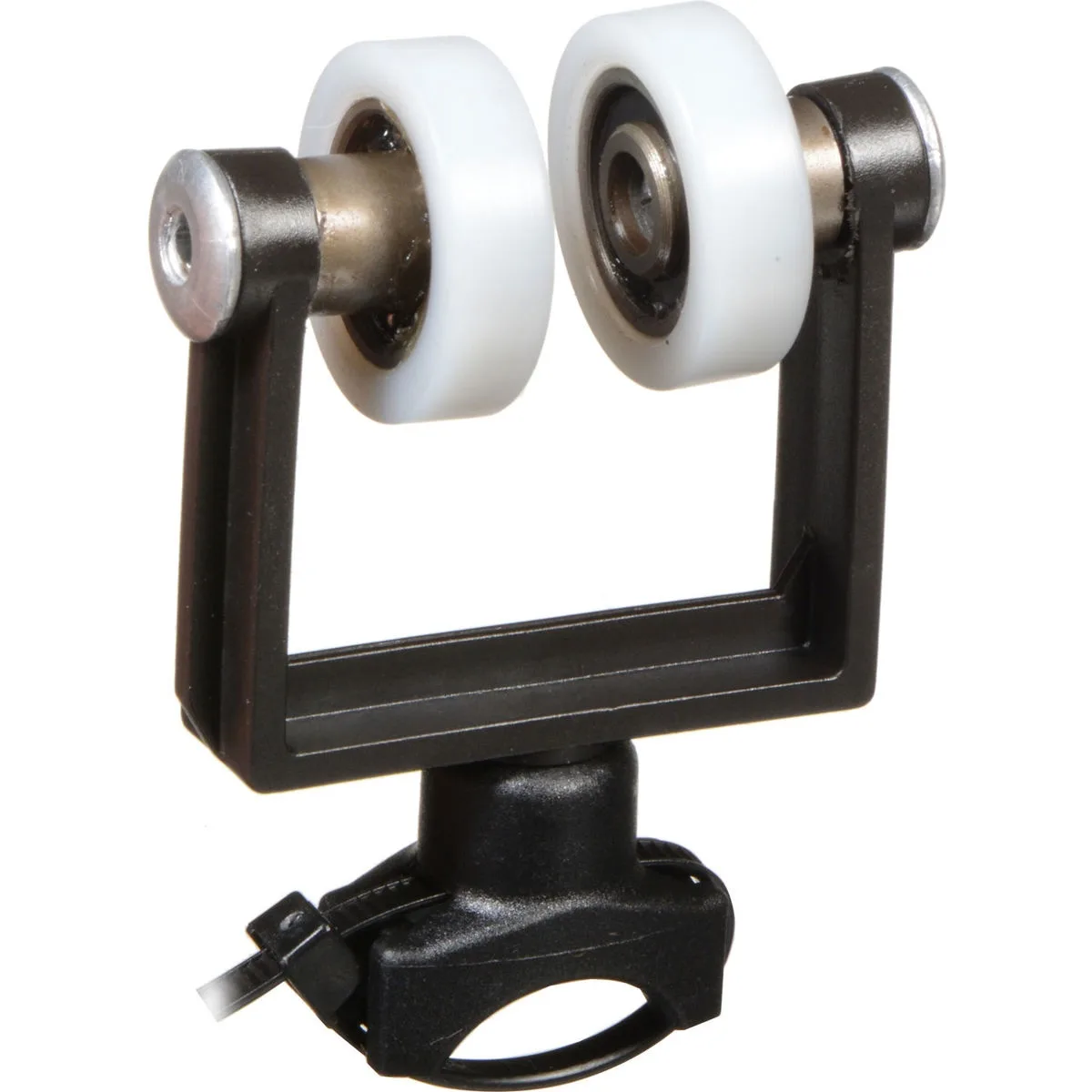Five small metal cable runners with ball bearings, silver finish