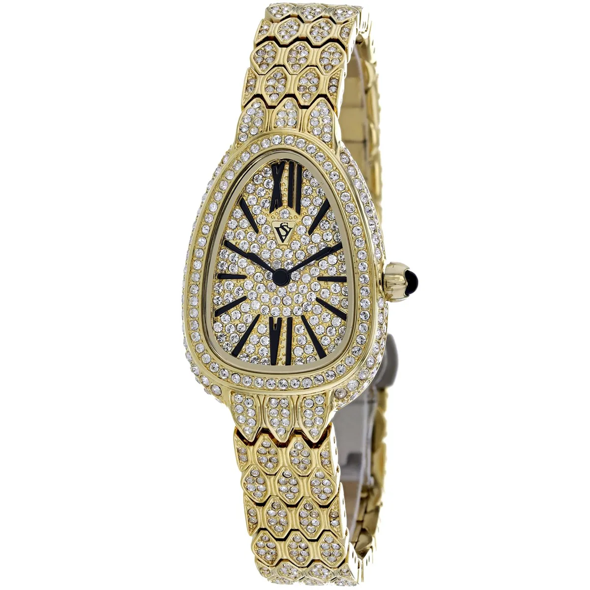 Gold dial wristwatch on stainless steel bracelet, quartz movement