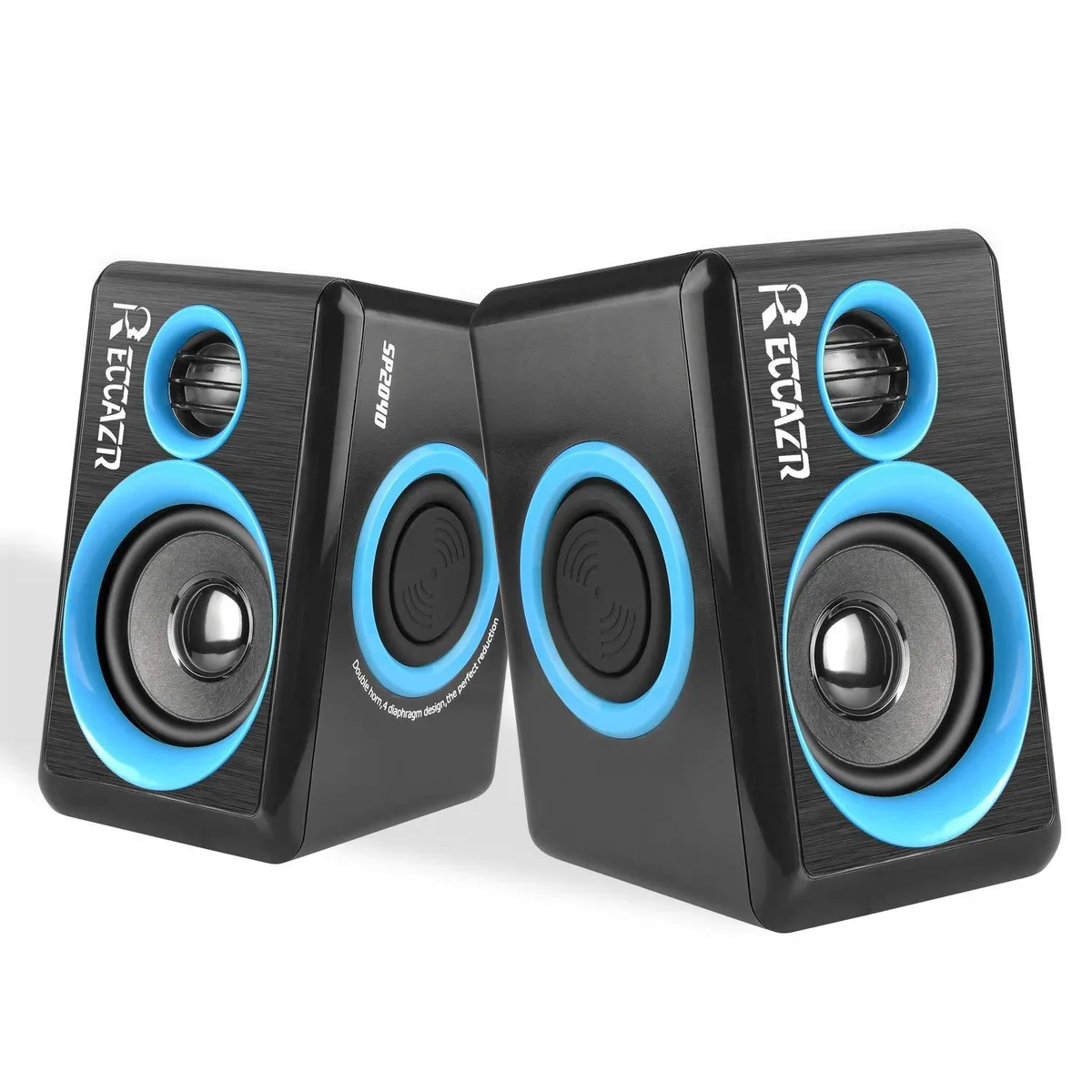  RECCAZR SP2040 2.0 USB Computer Speakers Black &amp; Blue — product photo