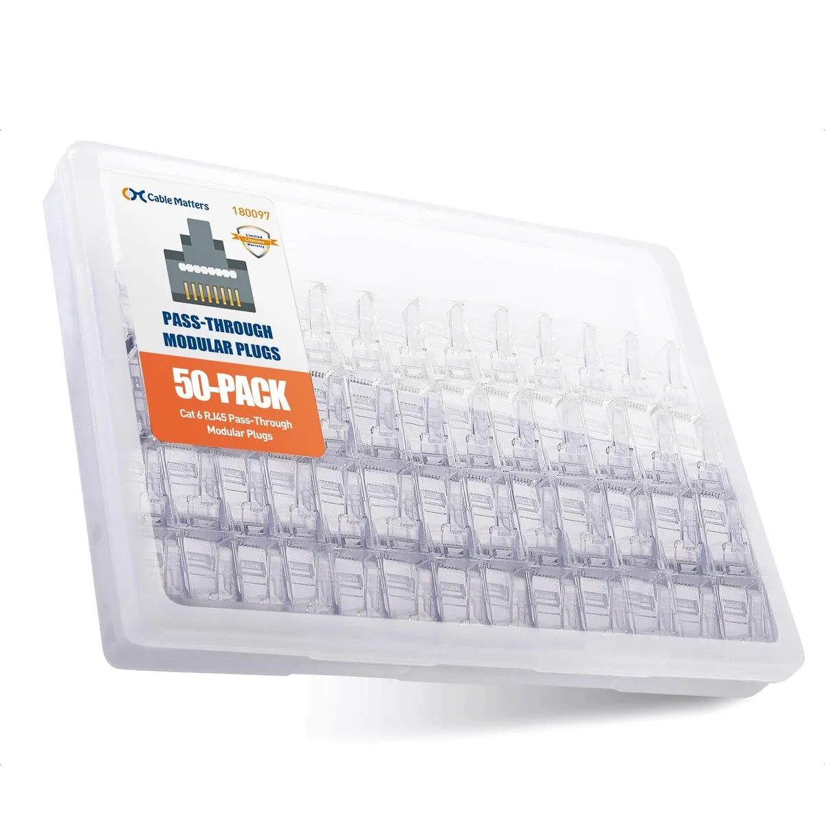 KEHIPI KEHIPI 50-Pack Cat 6 Pass Through RJ45 Connectors network ethernet cable — product photo