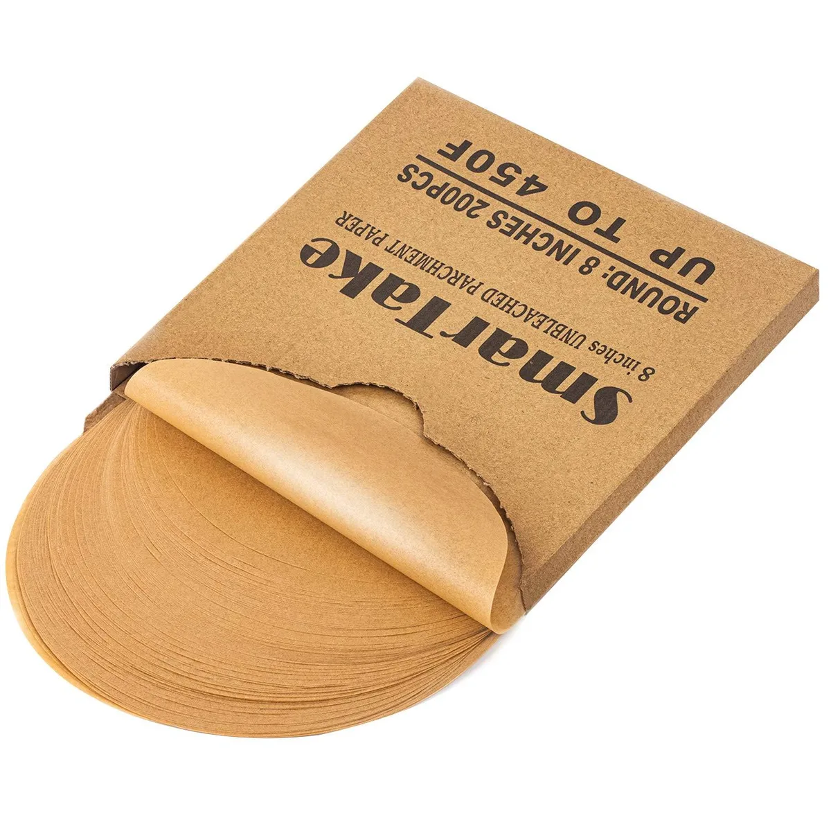 Stack of 200 round unbleached parchment sheets 8 inches diameter