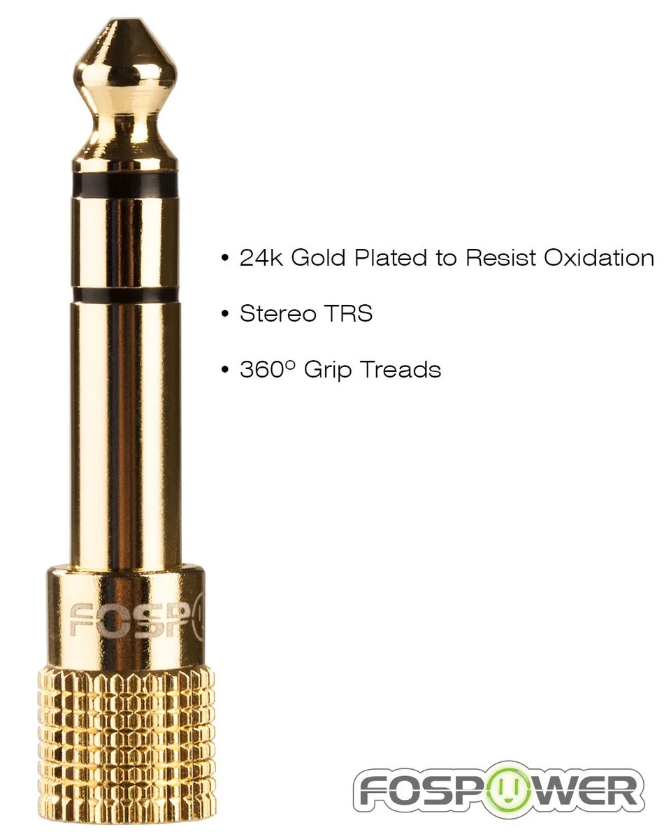 FosPower FosPower 3 Pack 6.35mm Male to 3.5mm Female TRS Audio Adapter 24K Gold Plated — product photo