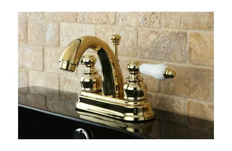 KINGSTON BRASS KINGSTON BRASS KB5612PL Restoration 4-Inch Centerset Lavatory Faucet Polished Brass — product photo