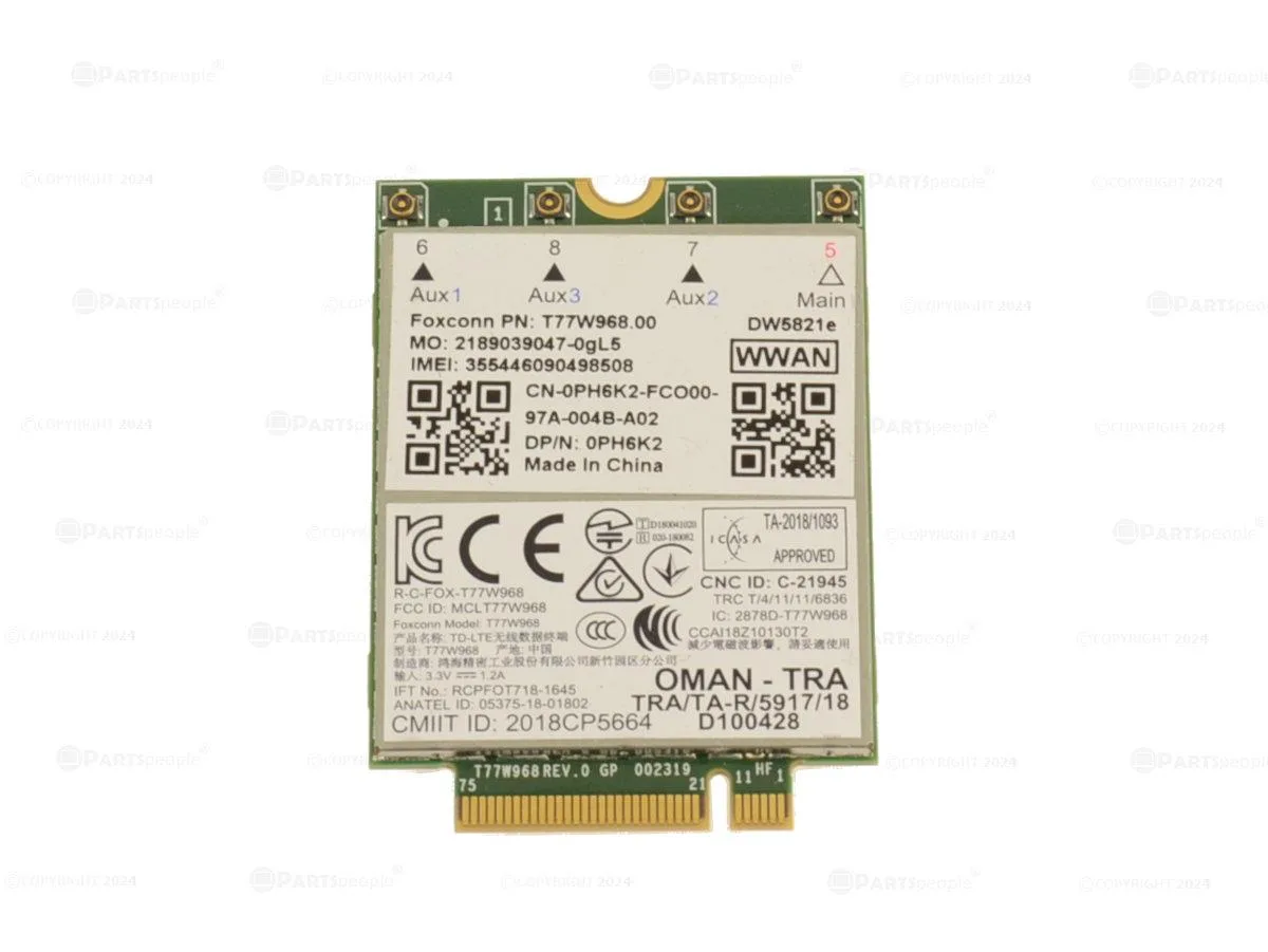 DELL DELL Wireless 5821E DW5821e M.2 4G LTE WWAN Card PH6K2 — product photo