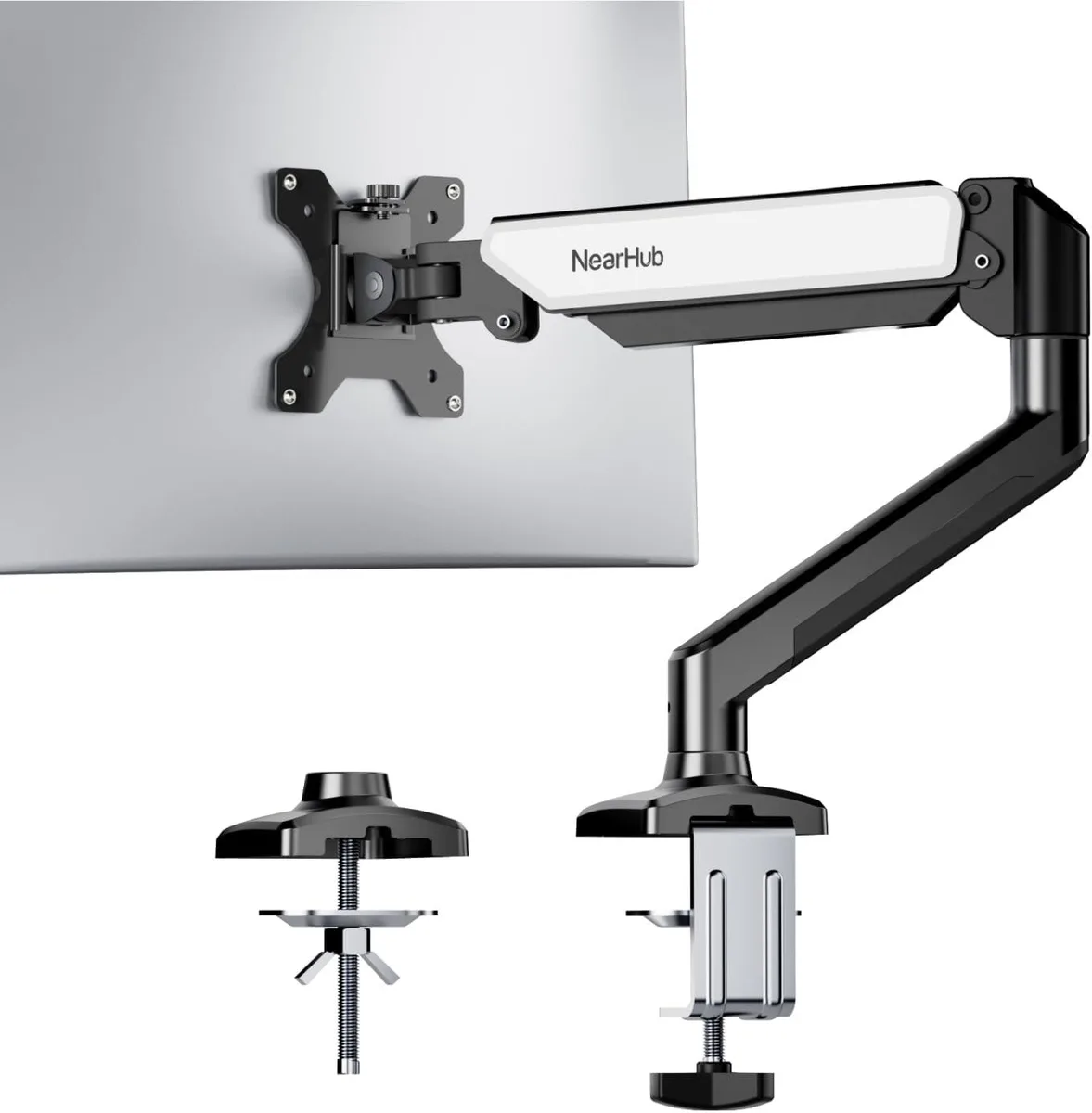 BFKK BFKK Single Monitor Mount 13-32 Inch Gas Spring Arm 4.4-22 lbs VESA 75x75 100x100 C-Clamp Grommet — product photo